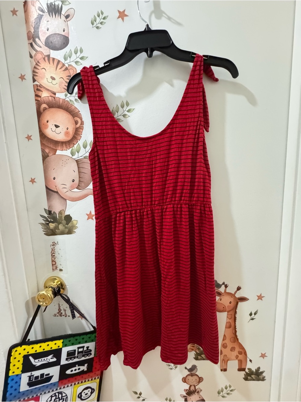 As U Wish Red Striped Tie-Shoulder Sundress